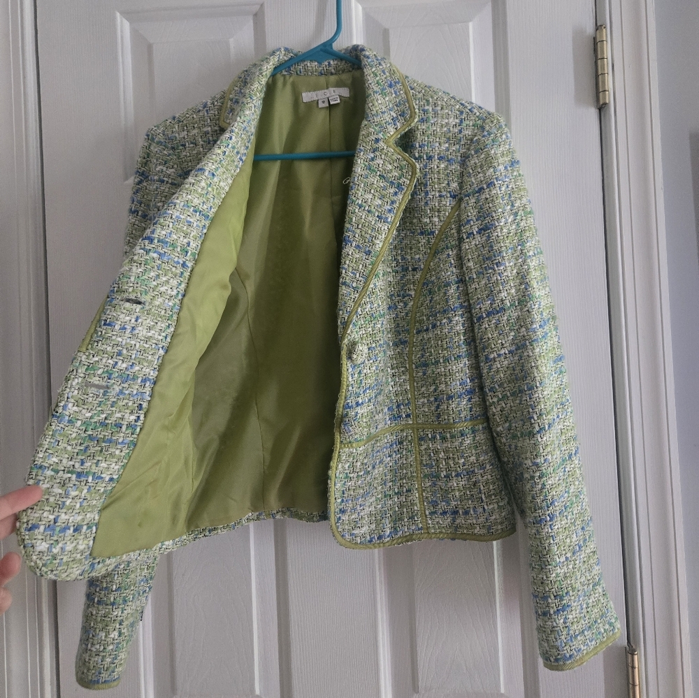 Vintage Ice Green and Blue Blazer with Classic Tailoring - Picture 2 of 5